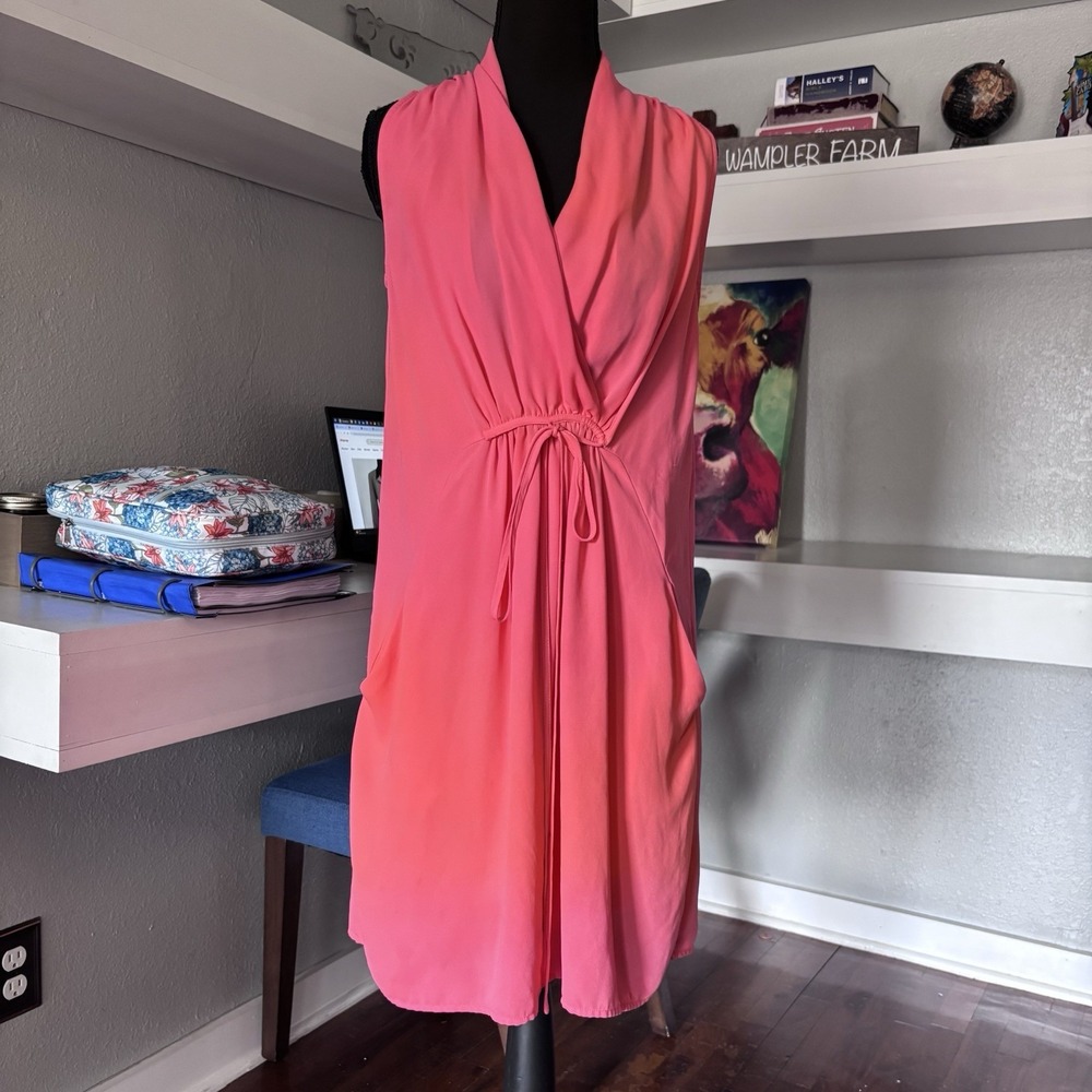 Bar‎ III chiffon Coral Sleeveless mini Dress Small Barbiecore flowy Feminine